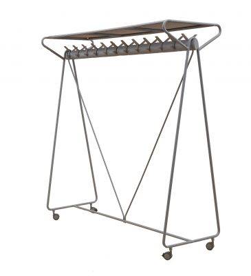 Ellipse Garderobe auf Rollen mit Hutablage von Segis, ideal für Büro und Empfangsbereich.